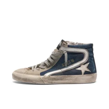 Golden Goose Slide Stylish Skateboarding Shoes Men's Blue Khaki Old-fashioned