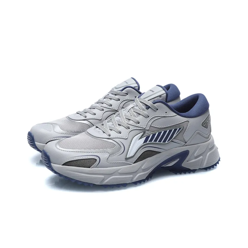 LiNing Shock Absorbing, Non Slip, Wear Resistant, Breathable And Lightweight Low Top Running Shoes Unisex Gray Blue-2