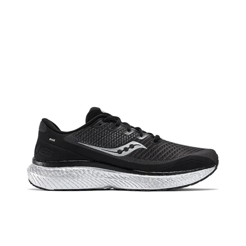 Saucony Triumph 18 Cushioning Anti Slip Wear Resistant Breathability Low Top Training Running Shoes Men's Black Silver-1