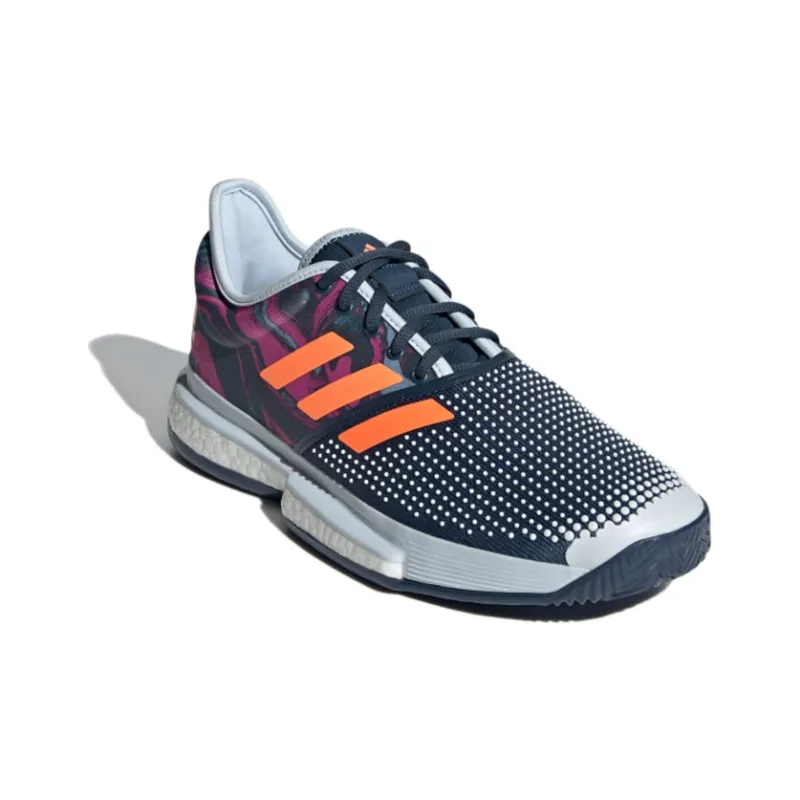 Adidas Solecourt Breathable Low-Top Running Shoes Men's Blue White Orange-2