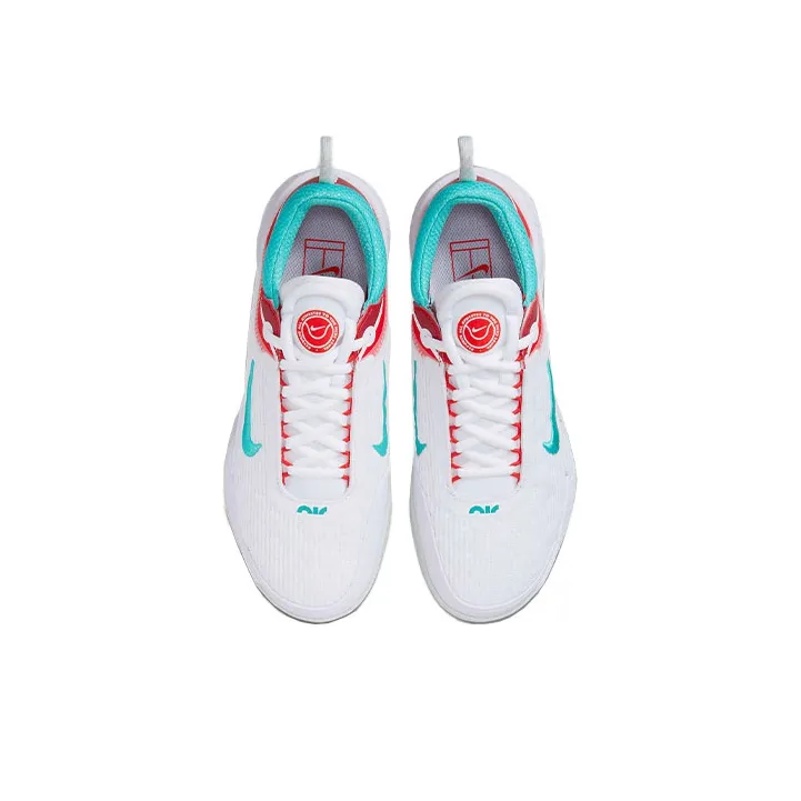 Nike Court Zoom Nxt Hc White Light Silver Habanero Red Washed Teal Women's-3
