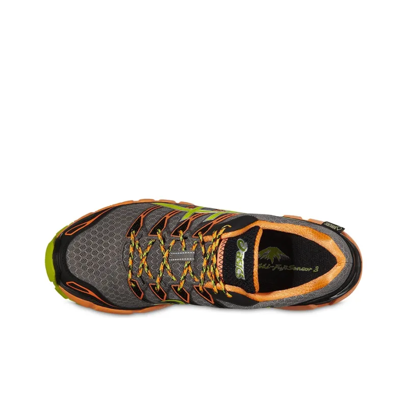 Asics Gel-Fuji Sensor 3 Wear-Resistant Low-Top Running Shoes Men's Black Green-4