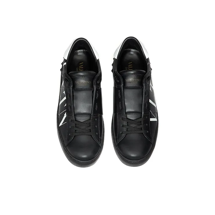 Valentino Open Low Top Stylish Skateboarding Shoes Women's Black White-3