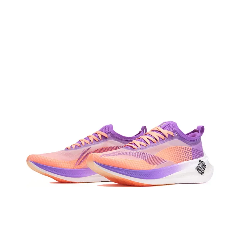 LINING Feidian 2 Elite Running Shoes Women's Low Top White Fluorescent/Grape Purple-2