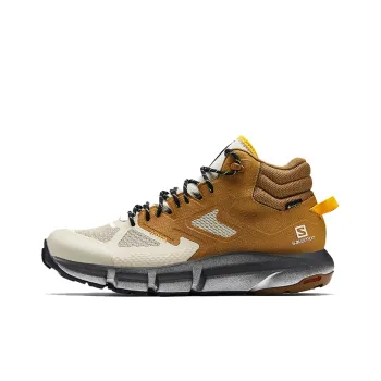 SALOMON Predict Hike Cushioned Slip Resistant Abrasion Resistant Mid Top Hiking Shoes Withered Tea Yellow