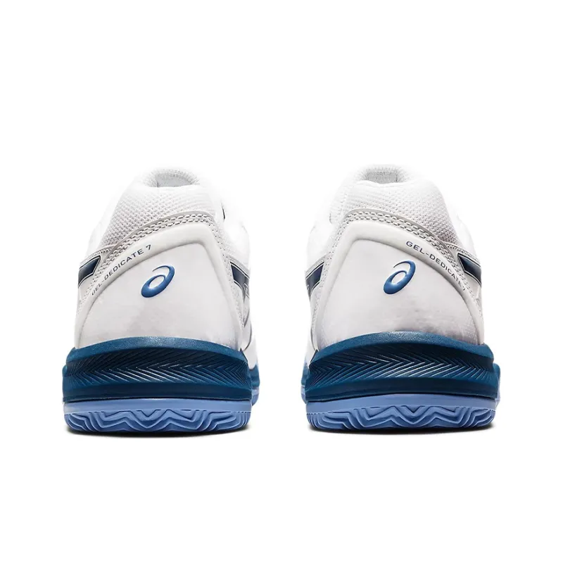 Asics Gel Dedicate 7 Clay Low Top Tennis Shoes Men's White Blue-4