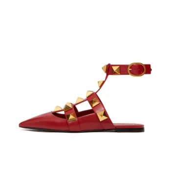 Valentino Roman Stud Casual Single Shoes Women's Red