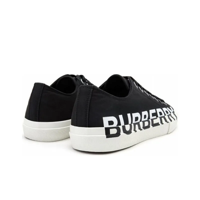 Burberry Logo Print Two Toned Sneakers 'Black Cotton White Sole'-3