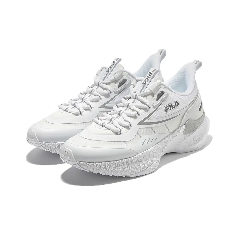 FILA Neuron 5 Cushioning Anti Slip And Wear Resistant Coverage Low Top Running Shoes Unisex White Gray Korean Style-4