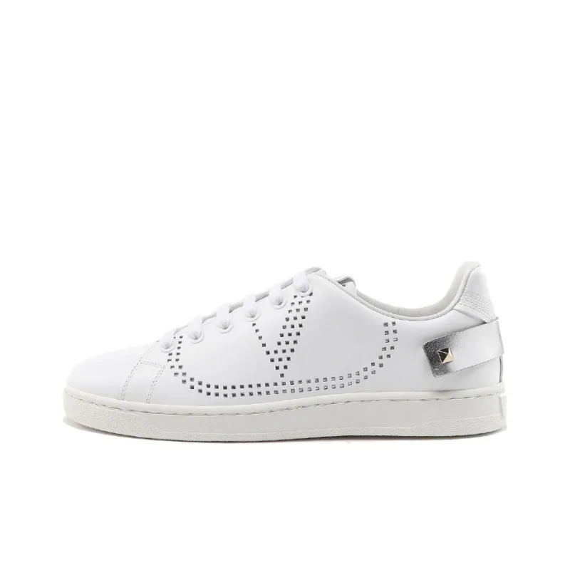 Valentino Garavani Low Top Skateboard Shoes Women's White Silver-0
