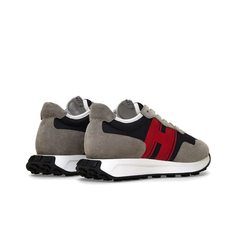 HOGAN H601 Abrasion Resistant Low Top Casual Shoes Men's Gray Black Red-4