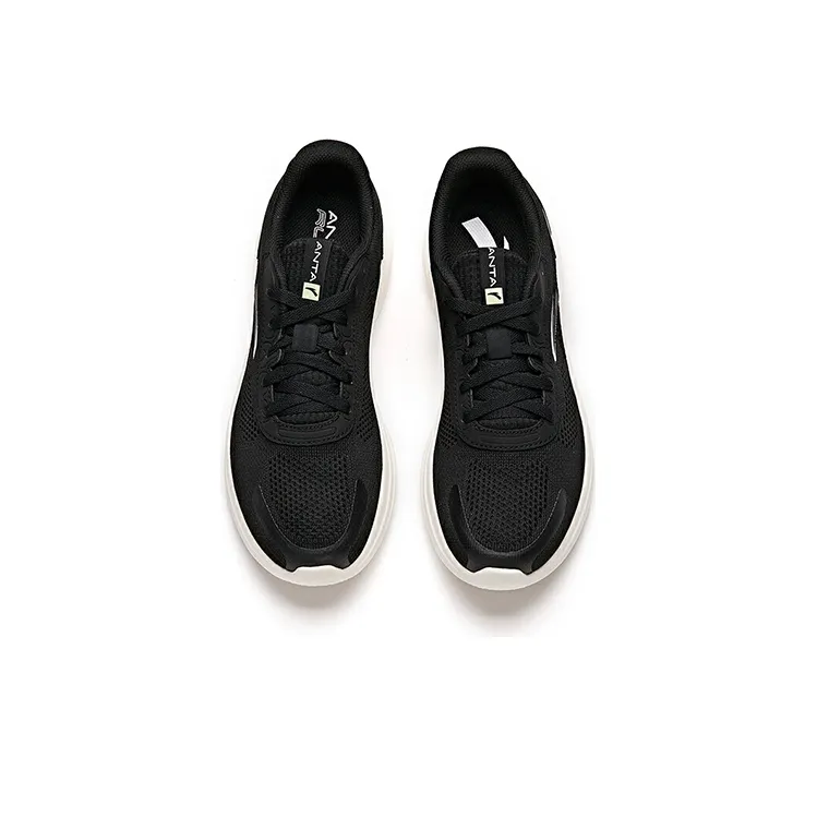 Anta Breathable Wear-Resistant Slip-Resistant Low-Top Running Shoes Men's Black White Flying Woven Casual-2
