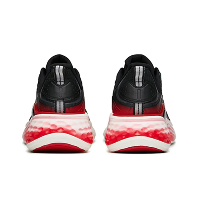 Anta Running Collection Cushioned Anti Slip Wear Resistant Breathable Lightweight Low Top Running Shoes Men's Black Red-4