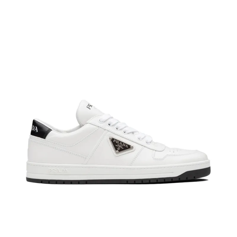 PRADA Downtown Perforated Leather Sneakers 'White Black' Women's-1