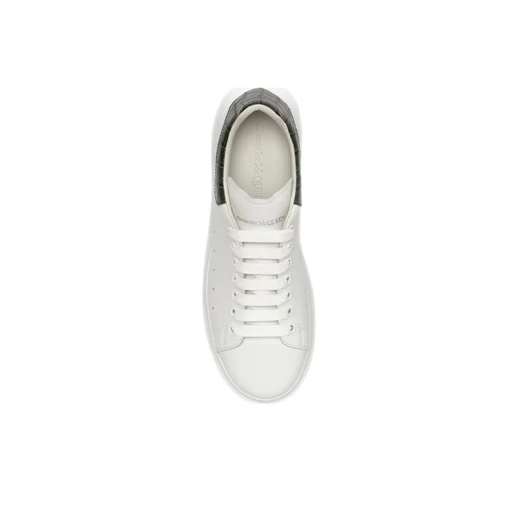 Alexander McQueen Oversized White Forest Green Embossed Croco-4