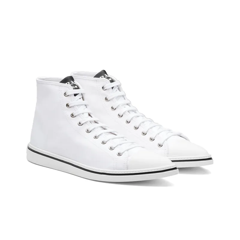 PRADA Canvas Shoes Men High Top White-2