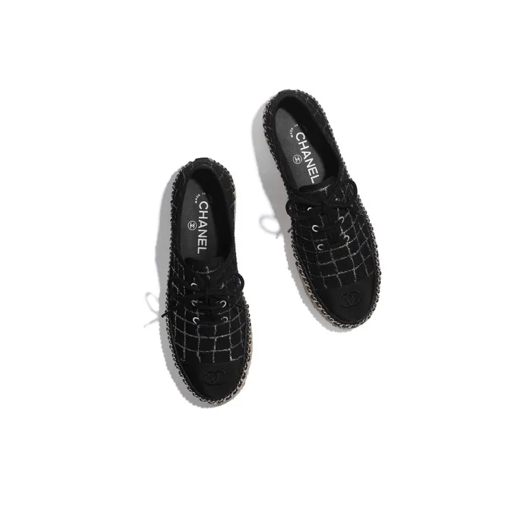 CHANEL Espadrilles Women's Black/Silver-4