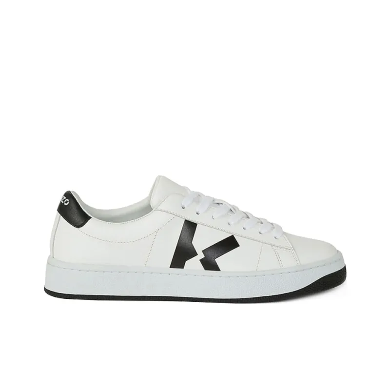 KENZO Kourt K Logo Low Top Skateboard Shoes Women's White Black-1