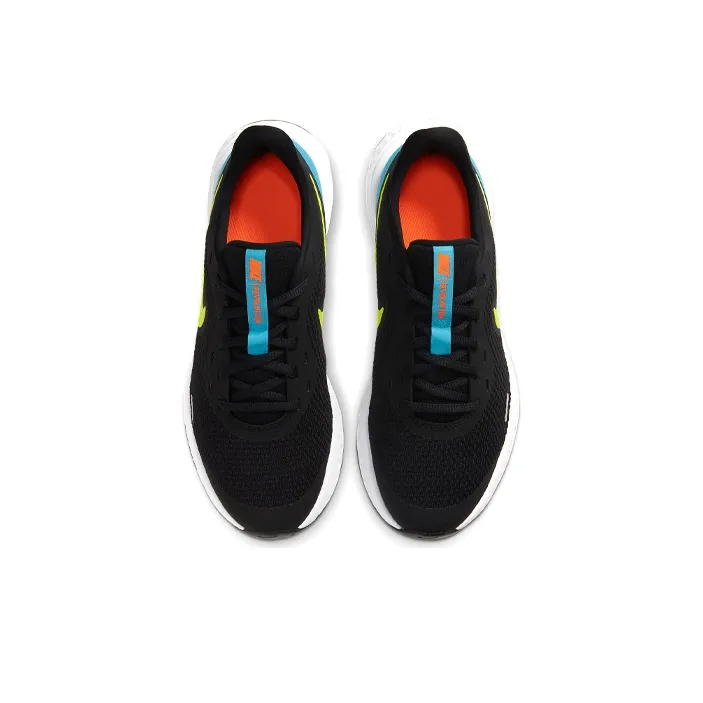 Nike REVOLUTION 5 Cushioning Anti Slip Wear Resistant Breathability Low Top Running Shoes Women's Black Yellow Blue-3