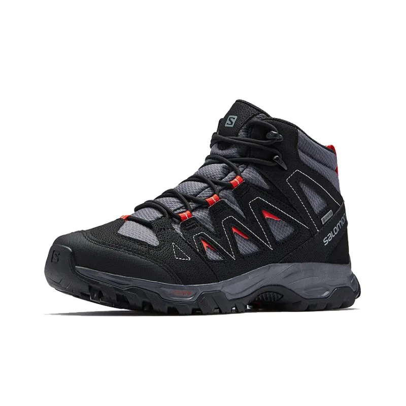 SALOMON Cushioned Slip Resistant Abrasion Resistant Mid Top Hiking Trekking Shoes Men's Ebony-1