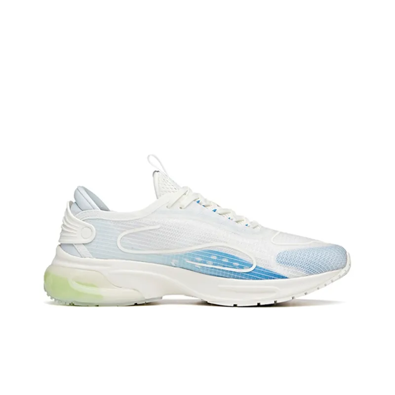 Anta Tron 1.0 Cushioned Slip-Resistant Abrasion-Resistant Breathable Low-Top Running Shoes Men's White Blue Gray-1