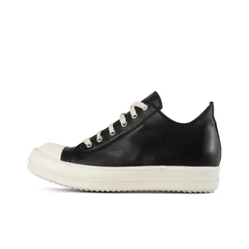 RICK OWENS/RO Leather Low Sneakers Low Top Stylish Skateboarding Shoes Men's Black