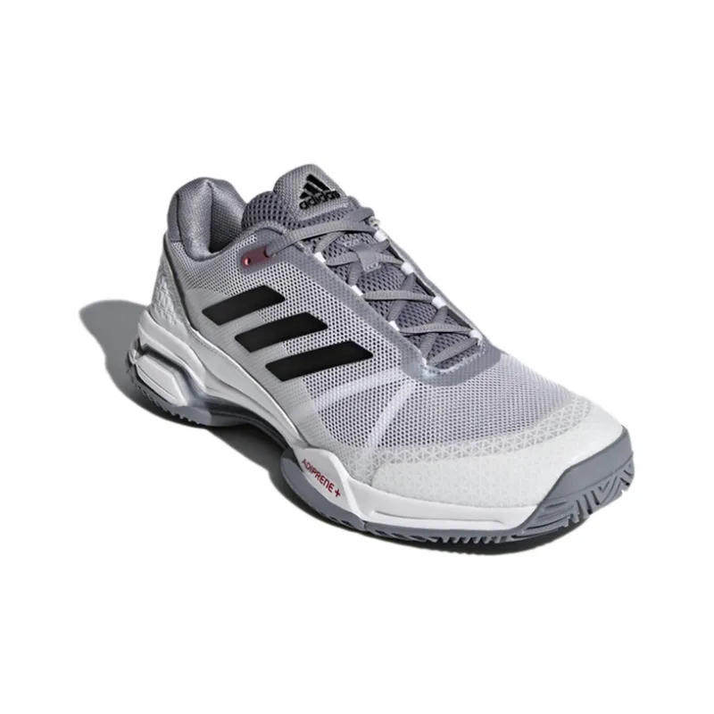 Adidas Barricade Club Slip-Resistant Low-Top Tennis Shoes Men's White Gray Black-2