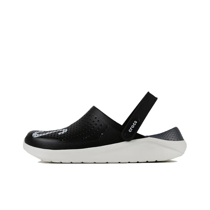 Crocs LiteRide Logo Crocs Hollow Out Unisex Black Sandals 'Black White'-0