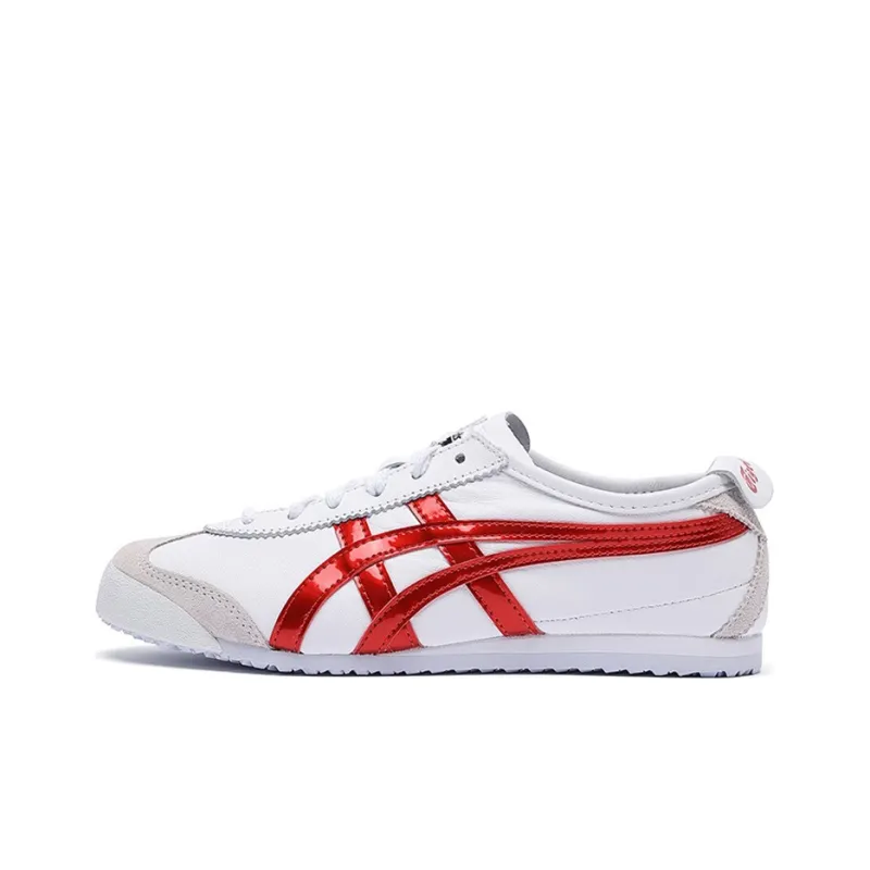 Onitsuka Tiger MEXICO 66 Wear Resistant Low Top Running Shoes Unisex White Red Blue-0