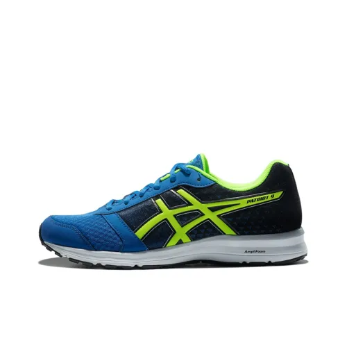 Asics Patriot 9 Lightweight And Wear-resistant Low-Top Running Shoes Men's Blue Yellow