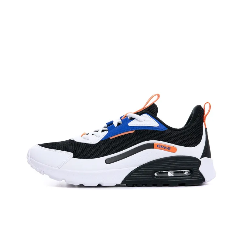 Erke Abrasion Resistant Breathable Low Top Running Shoes Men's Black Neon Orange-0