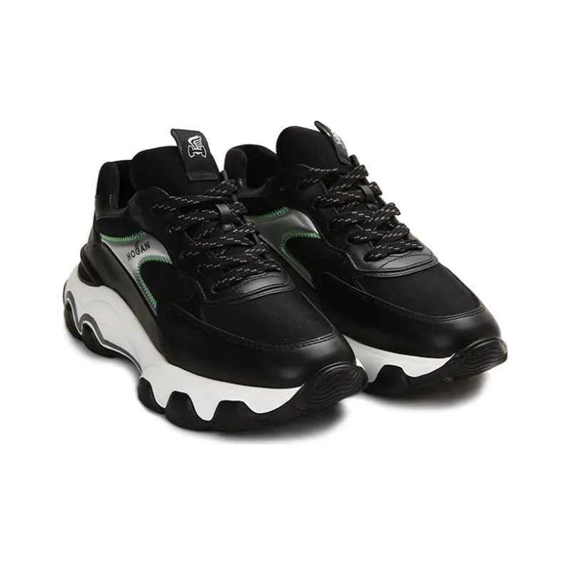 HOGAN Shock Absorbers With Slip Resistant And Abrasion Resistant Properties Low Top Running Shoes Women's Black-1