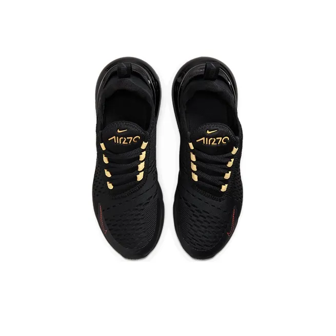 Nike Air Max 270 Cushioned Slip-Resistant Breathable Coverage Low-Top Running Shoes GS Black Gold-3