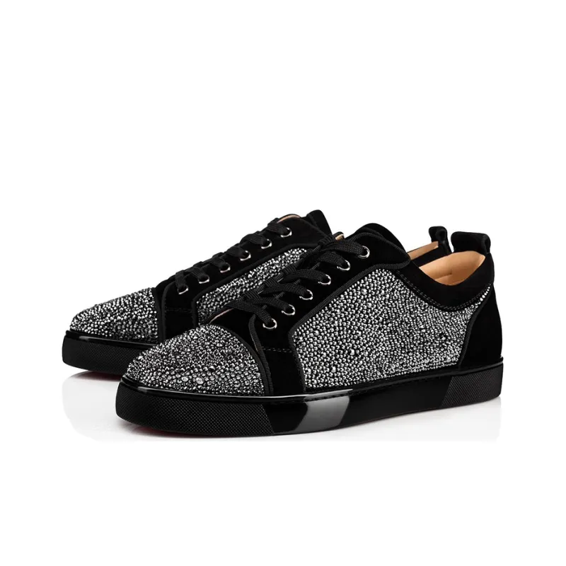 CL LUBOTING Louis Junior Strass Low Top Stylish Skateboarding Shoes Men's Black-2