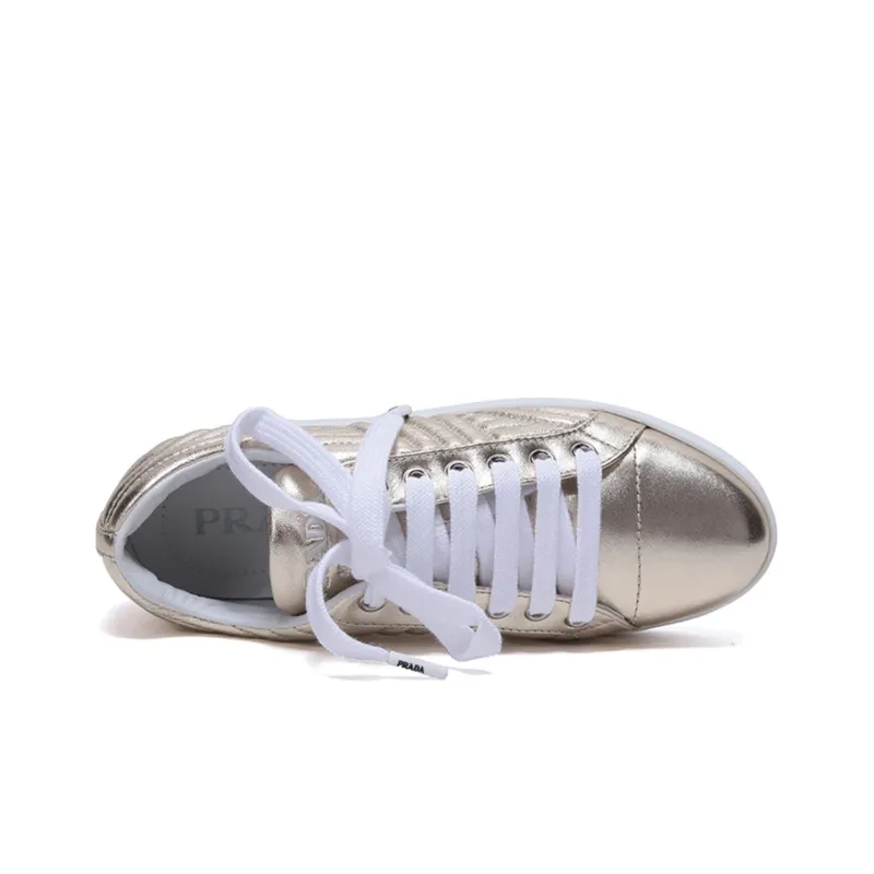 PRADA Low Top Stylish Skateboarding Shoes Women's Pyrite Yellow-4