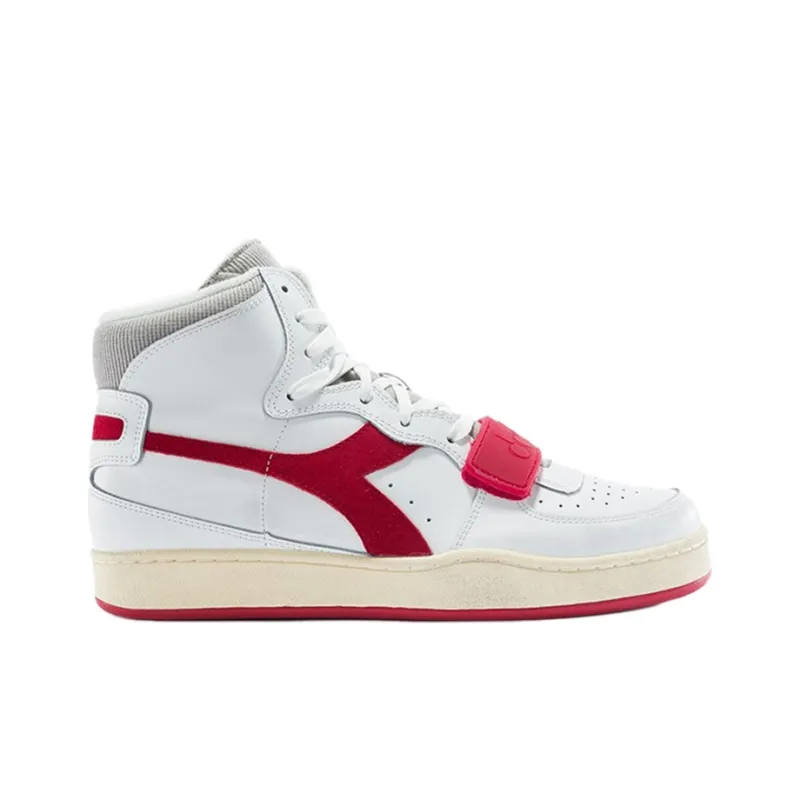 Diadora MI BASKET USED Stylish Skateboarding Shoes Unisex White Red-1