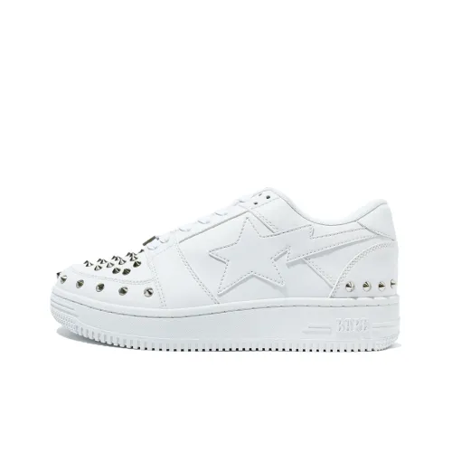 BAPE A BATHING APE Bape Sta Low 20th Anniversary White Silver Studded