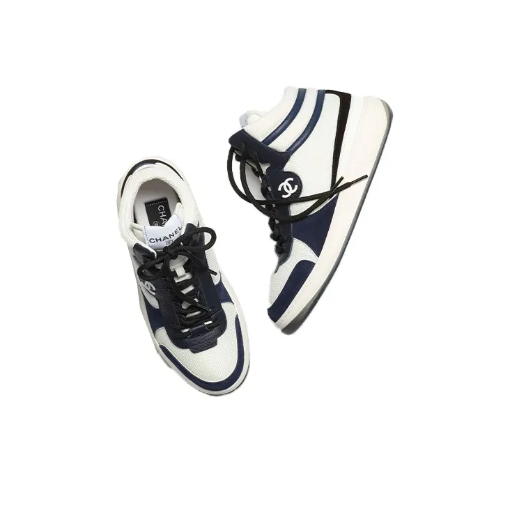 CHANEL High Top Casual Shoes Women's White Blue-2