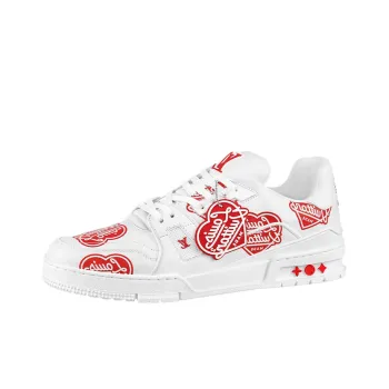 LOUIS VUITTON X Nigo Trainers 'White With Red Logo Hearts'