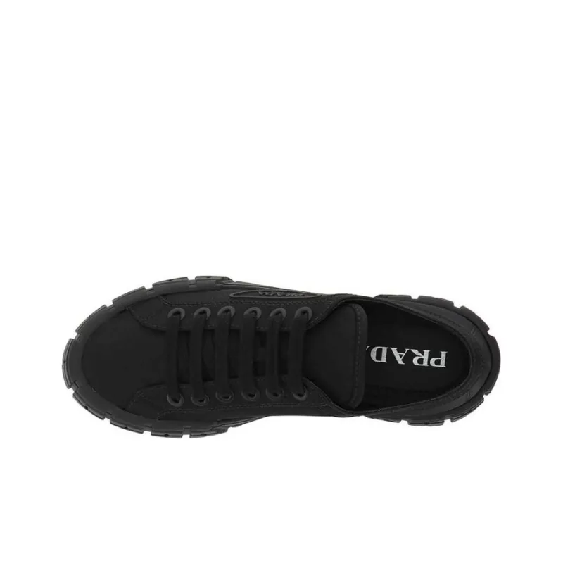 PRADA Women's Gabardine Wheel Platform 'Triple Black'-4