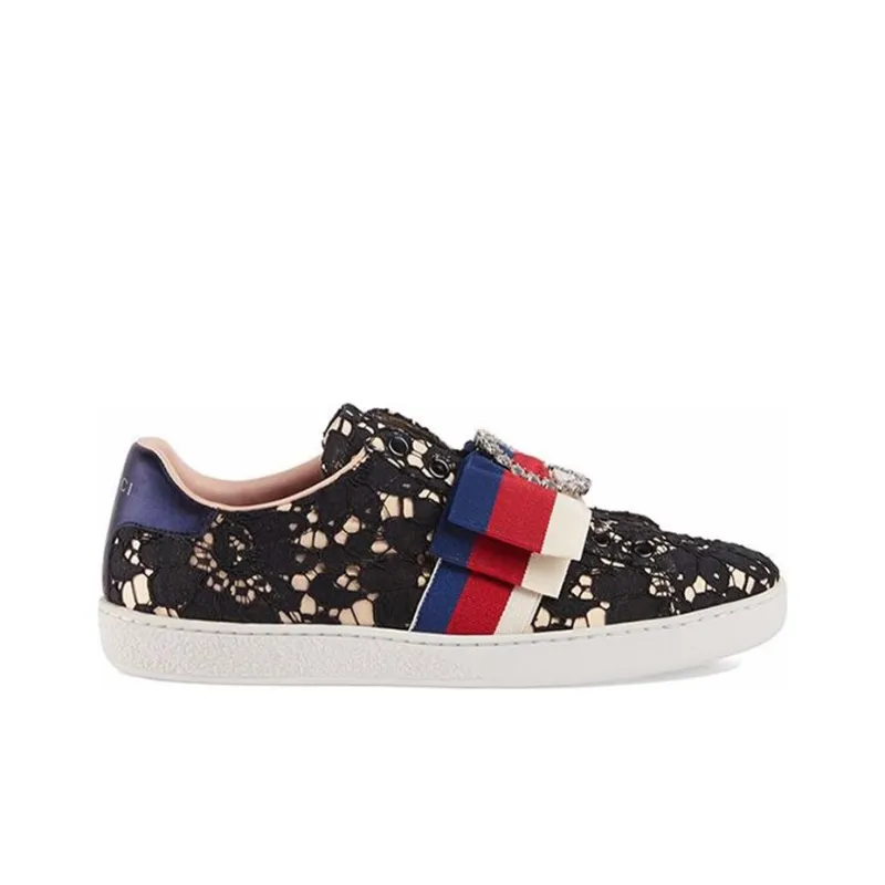 GUCCI ACE Stylish Skateboarding Shoes Women's Black-1