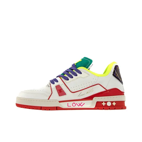 LOUIS VUITTON Trainer Skateboard Shoes Men Low-Top White/Green/Red