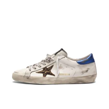 Golden Goose Super-Star Stylish Skateboarding Shoes Men's Leopard Print Blue