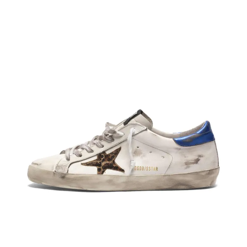 Golden Goose Super-Star Stylish Skateboarding Shoes Men's Leopard Print Blue-0