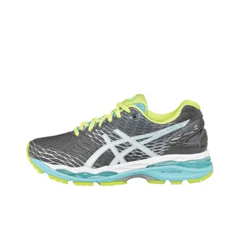 Asics GEL Nimbus 18 Durable Breathable Low Top Running Shoes Women's Gray White
