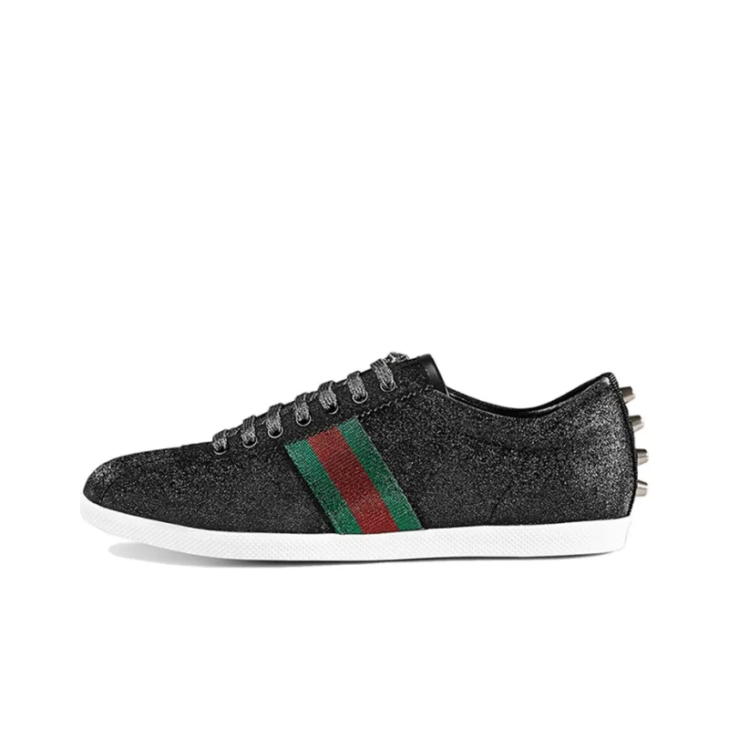 GUCCI Glitter Web Stud Low 'Black'-0