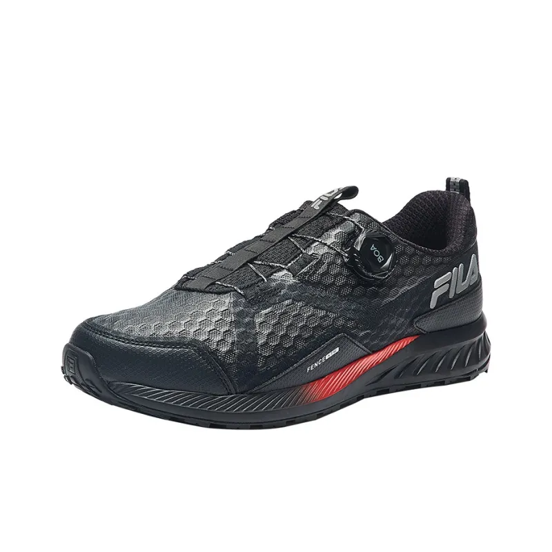FILA Fence Cushioning Anti-Slip Wear-Resistant Breathability Low-Top Outdoor Shoes Men's Black Red-1