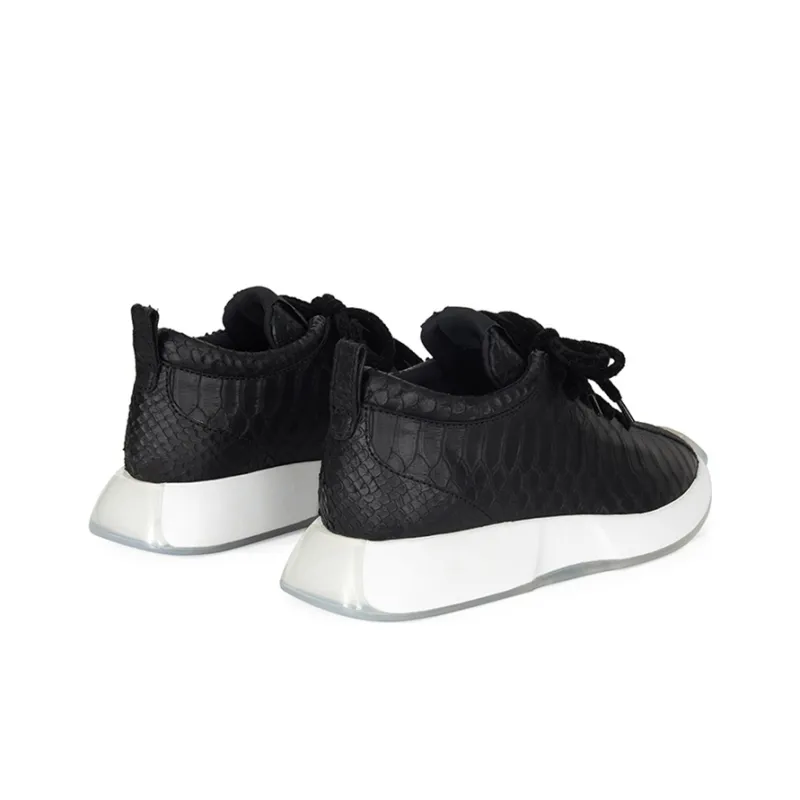 Giuseppe Zanotti/GZ Fero Cushioned Slip Resistant Lightweight Height Increasing Low Top Casual Shoes Women's Black-3