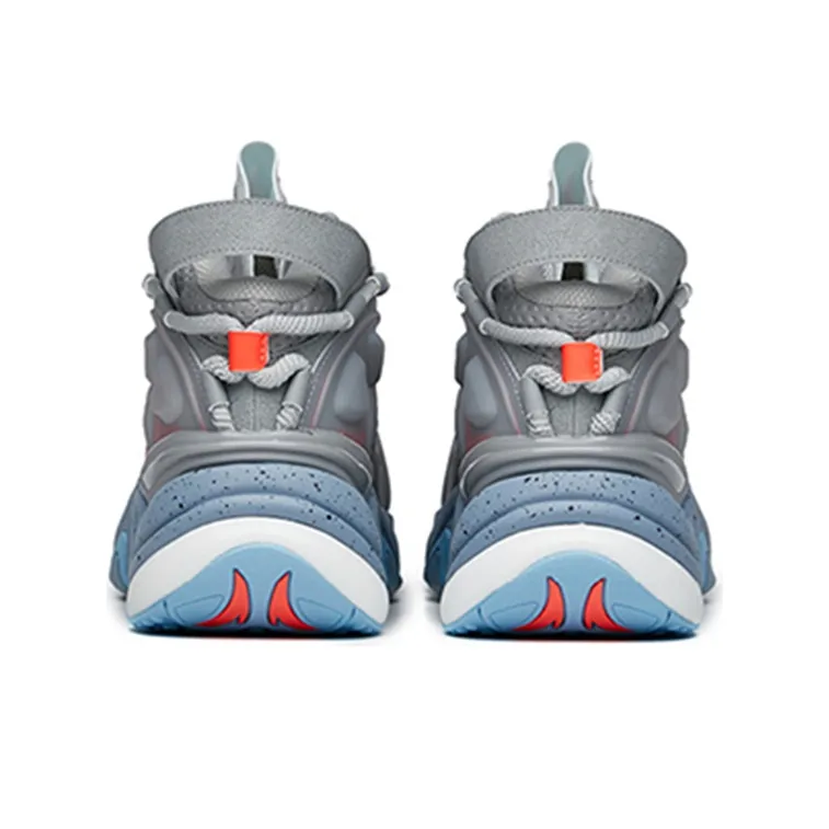 ANTA Casual Shoes Men Mid Top Light Gray/Medium Gray/Neon Bright Dark Red-4