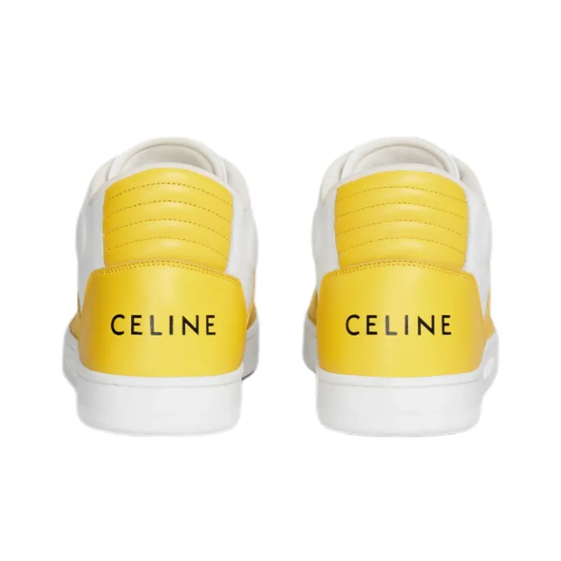 CELINE CT 02 Mid Top Stylish Skateboarding Shoes Men's White Yellow-4